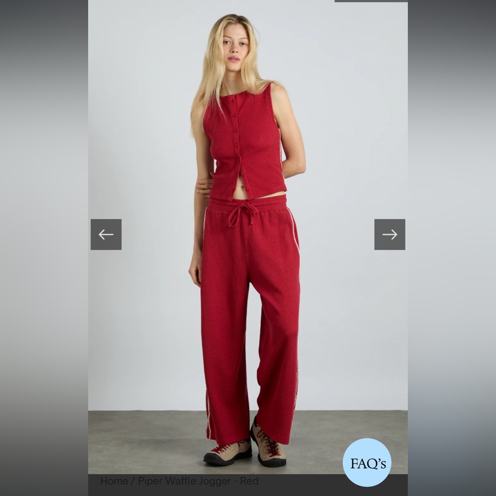Piper Waffle Jogger - Red Track Pants
